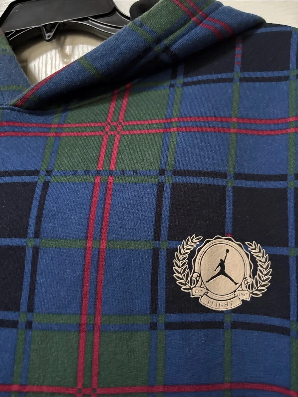 Jordan Blue & Green Plaid Hooded Pullover